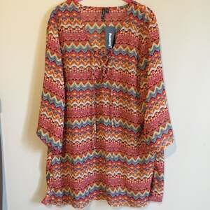 NWT Portocruz Multicolor Chevron Print Bell Sleeve Tunic Top XL summer